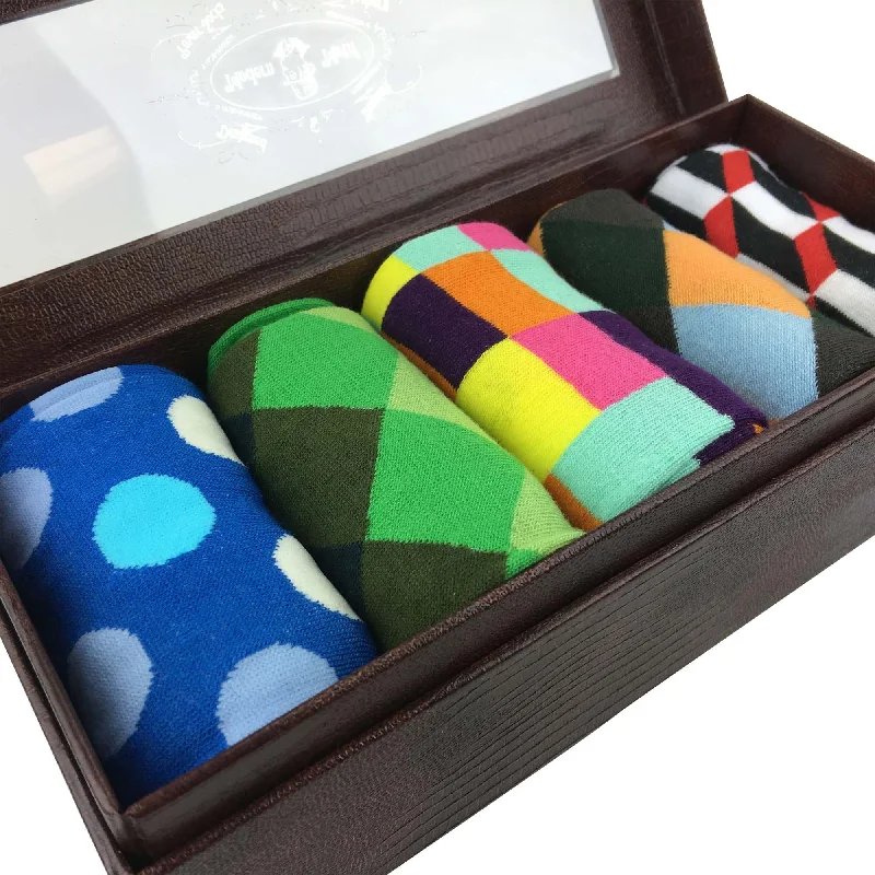 moisture-wicking socks for swimmers-Mens Funky Fun Colorful Socks - Hipster Power Socks - Premium Cotton Socks