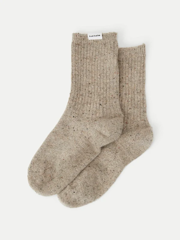 moisture-wicking socks for soccer-The Chunky Donegal Winter Socks in Beige