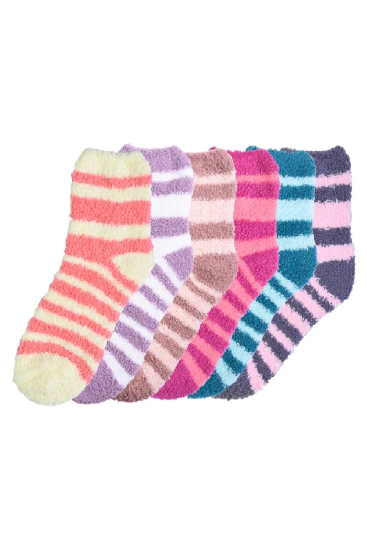 stylish socks with animal faces-MOPAS LADIES PLUSH SOFT SOCKS WITH STRIPES (30301_STRIPE1)