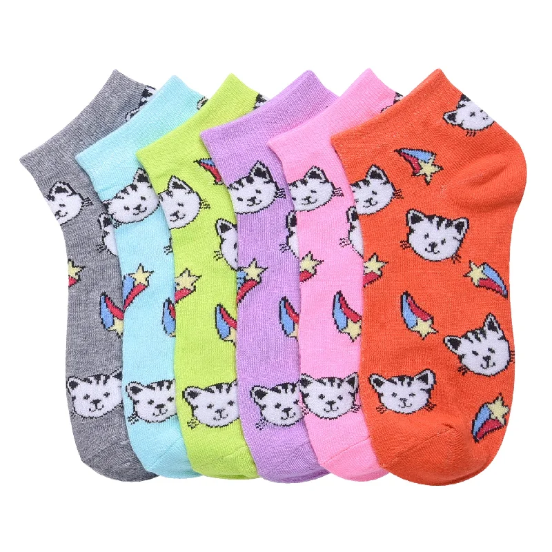 breathable linen socks for casual-MAMIA SPANDEX SOCKS (MEOW2) - 0-12, 2-3, 4-6, 6-8, 9-11