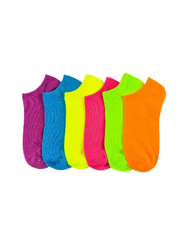 retro striped socks for vintage style-MAMIA SPANDEX SOCKS (NEOND) - 6-8