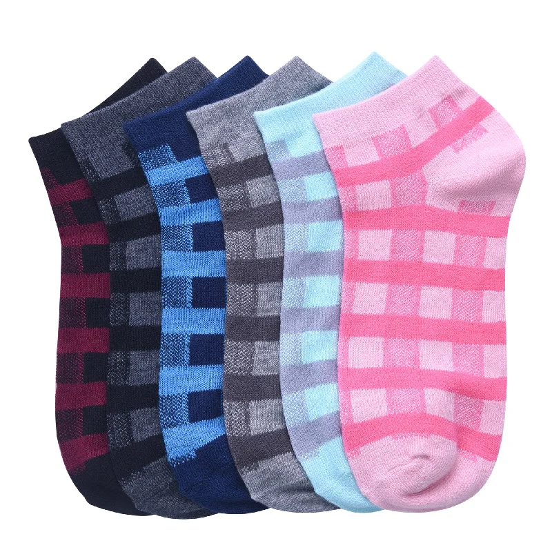 trendy socks with bold stripes-MAMIA SPANDEX SOCKS (TARTAN)