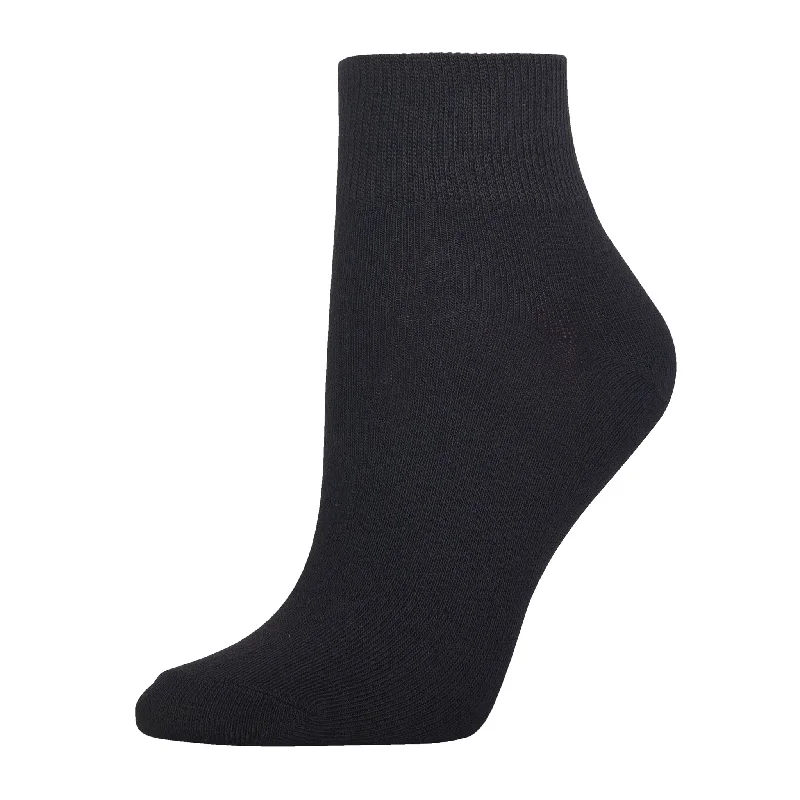 thick socks for ice skating-MAMIA QUARTER PLAIN SPANDEX SOCKS (70093_BLACK) - 6-8, 9-11, 10-13