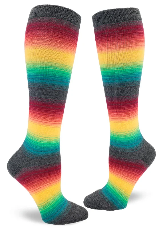 breathable ankle socks for sandals-Awesome Stripe Knee High