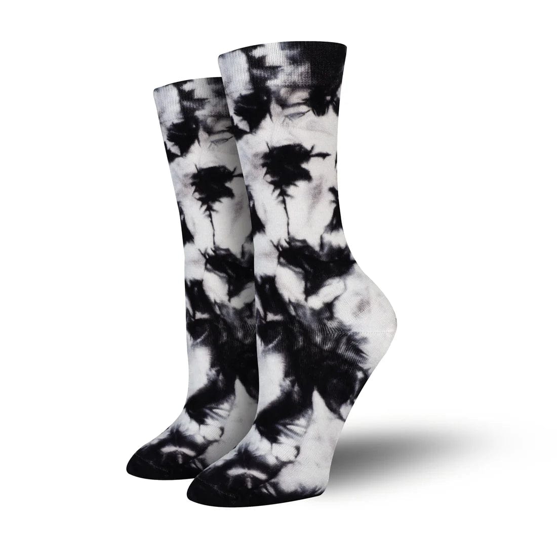 colorful tie-dye socks for festivals-Bambukas Black and White Tie Dye Crew Socks