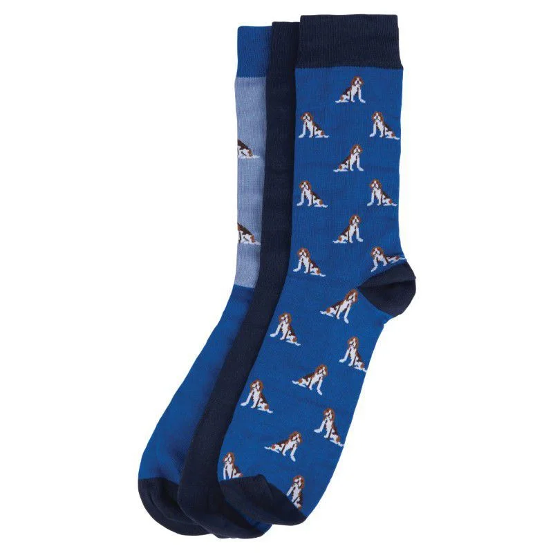 seamless running socks for speed-Barbour Beagle Dog Mens Socks Gift Set - Blue Beagle