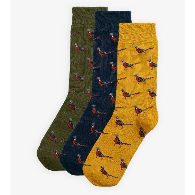 anti-sweat socks for hot climates-Barbour Pheasant Mens Socks Gift Box - Forest Mist