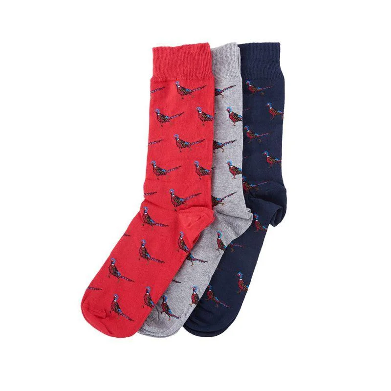 thin socks for summer sneakers-Barbour Pheasant Mens Socks Gift Box (Set of 3) - One Size