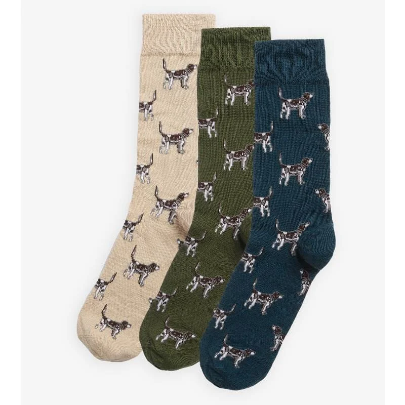 thin socks for summer sneakers-Barbour Pointer Dog Mens Sock Gift Box (Set of 3) - Forest Mist