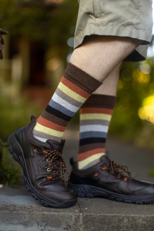 warm socks for arctic weather-Bear Pride Stripes Crew Tube Socks