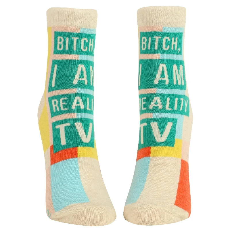 quirky socks with space themes-Bitch I Am Reality TV Women's Ankle Socks | BlueQ at GetBullish