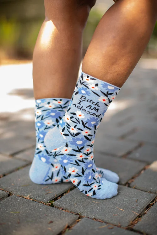 eco-conscious socks with recycled yarn-Bitch I am Relaxed Crew