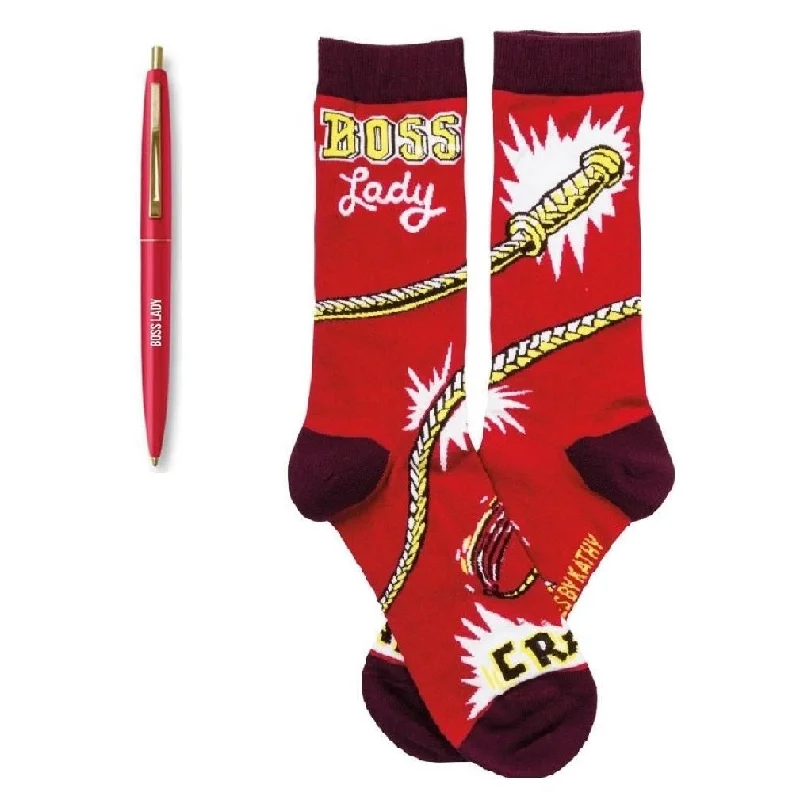 stylish argyle socks for golf-Boss Lady Pen + Red Socks Gift Set