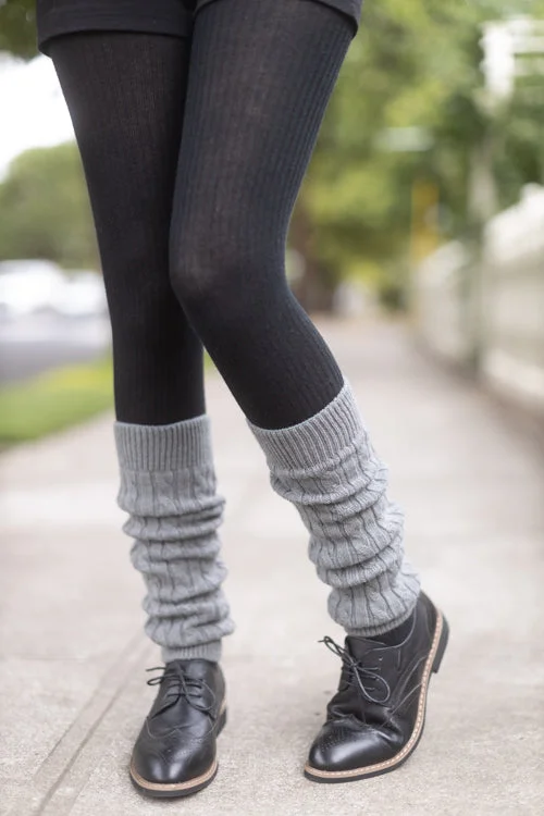 durable socks for outdoor chores-Cable Leg Warmers