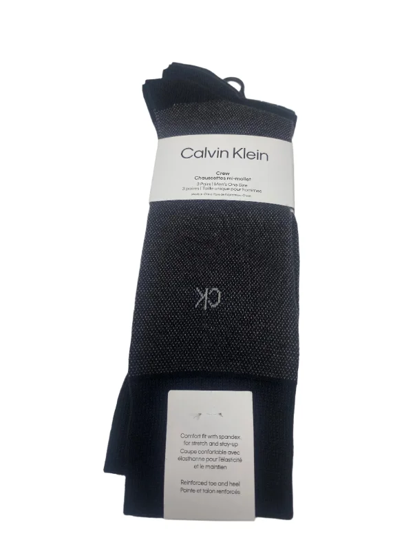 quick-dry socks for water sports-Calvin Klein 3 Pack Crew Black - CKM201DR07C001