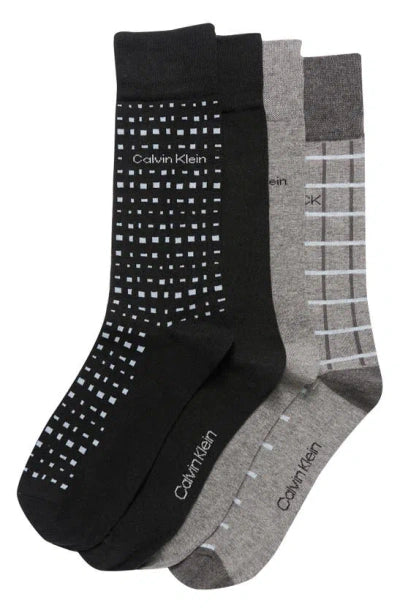 funny socks with puns-Calvin Klein Crew Sock Black Assorted 4 Pack - CKM241DR03001