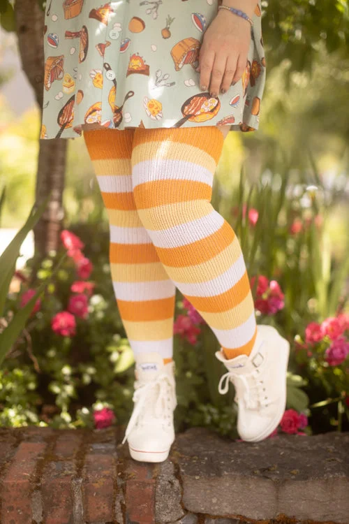 cute unicorn socks for girls-Candy Corn Stripes Thigh High