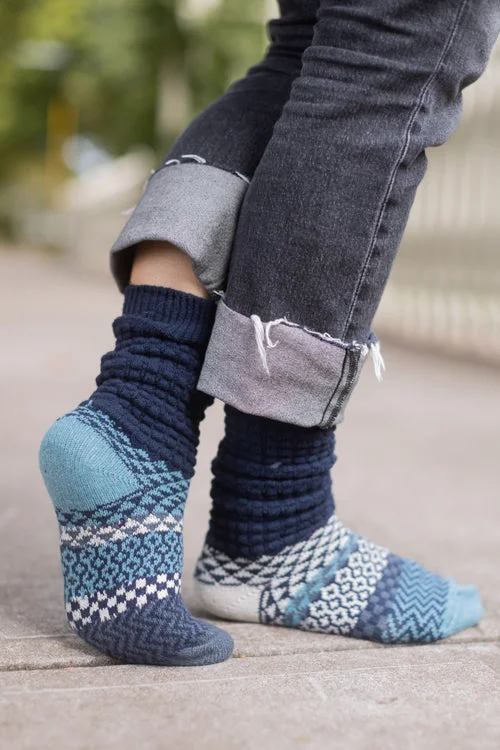 cozy alpaca socks for lounging-Cerulean Slouch Sock