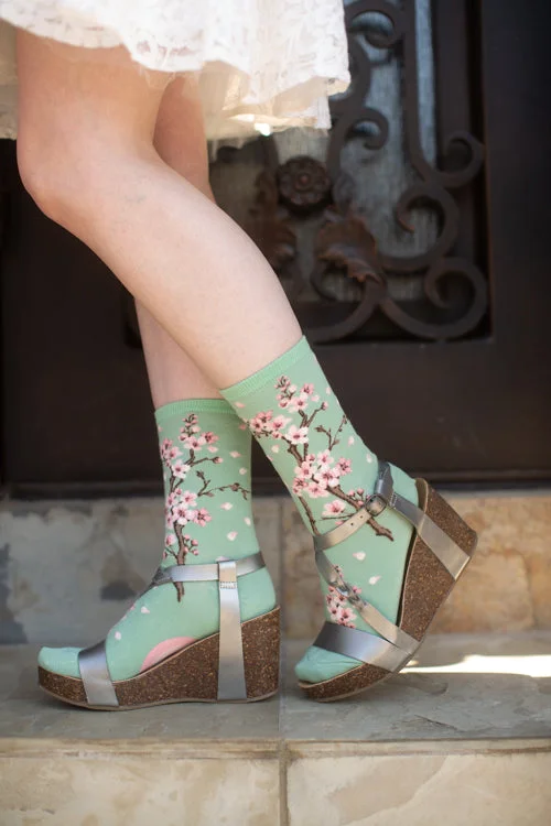 colorful socks with fruit prints-Cherry Blossom Crew