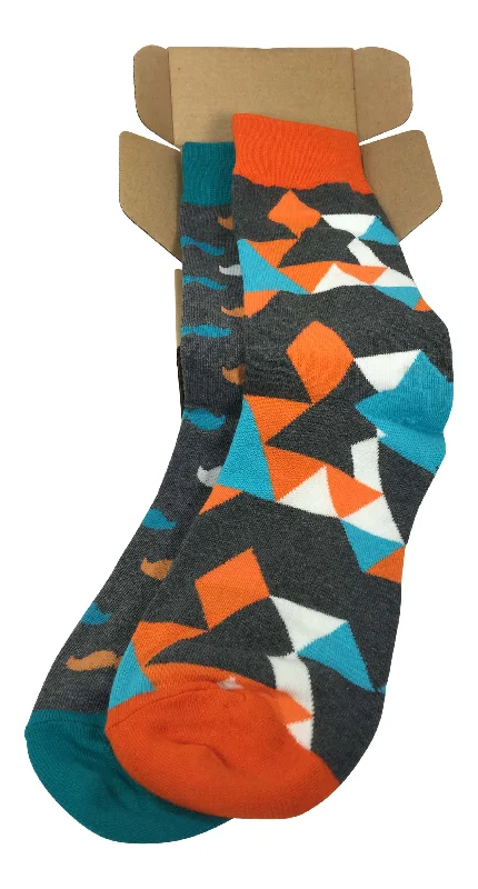 supportive socks for desk jobs-Men's Haberdashery Dress Socks - Mustache Socks - Funky Fun Colorful Socks 2 Set