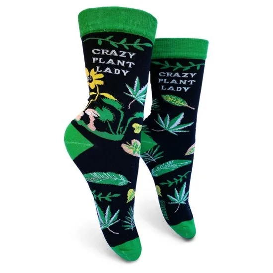 thick knit socks for snow days-Crazy Plant Lady Women's Crew Socks