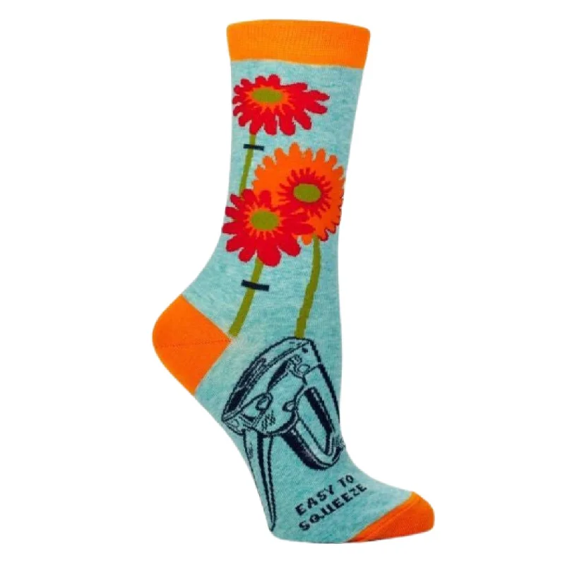 high-thread-count socks for softness-Easy to Squeeze Women's Quirky Crew Socks Featuring Illustrated Vise | BlueQ at GetBullish