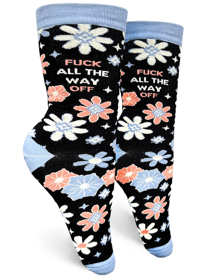 quirky socks with movie quotes-Fuck All The Way Off Crew Socks