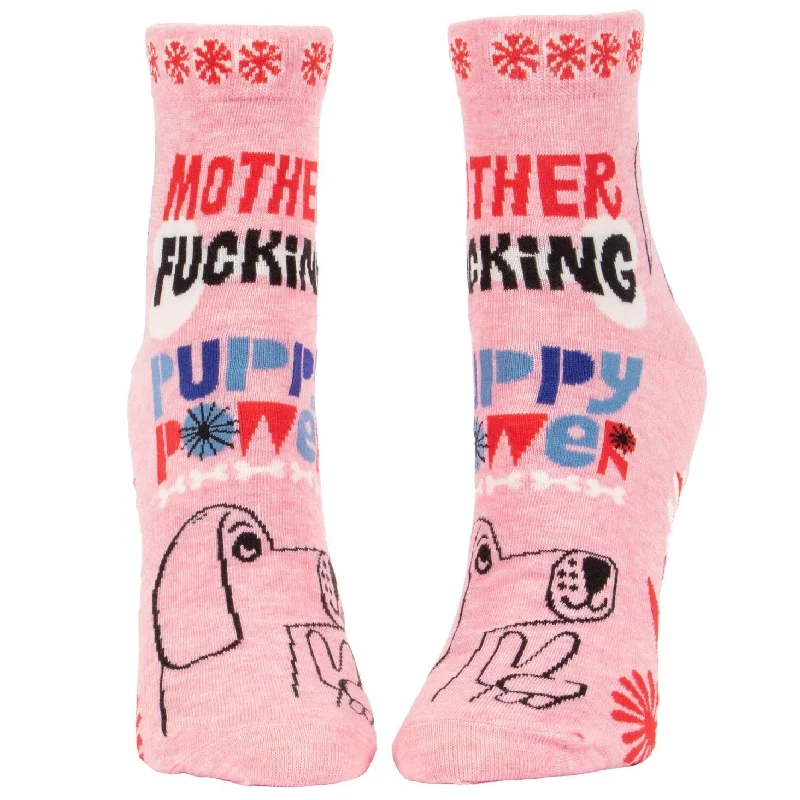 anti-sweat socks for hot climates-Mother Fucking Puppy Power Women's Ankle Socks | BlueQ at GetBullish