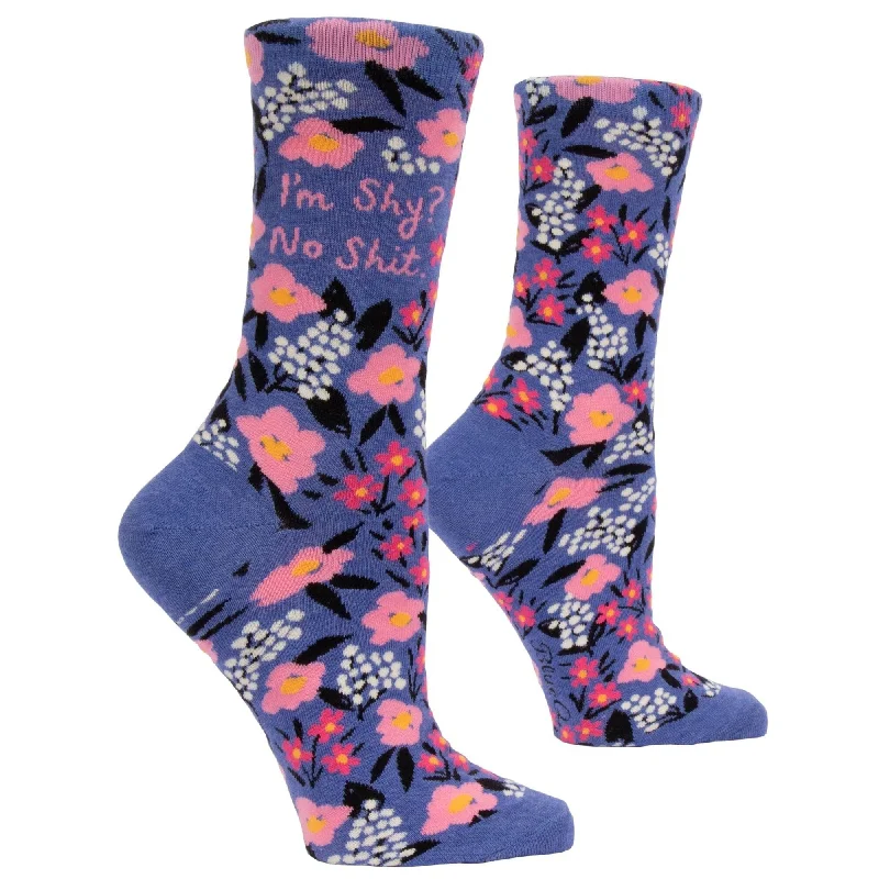 festive Thanksgiving socks for family-I'm Shy? No Shit Women's Crew Socks | BlueQ at GetBullish