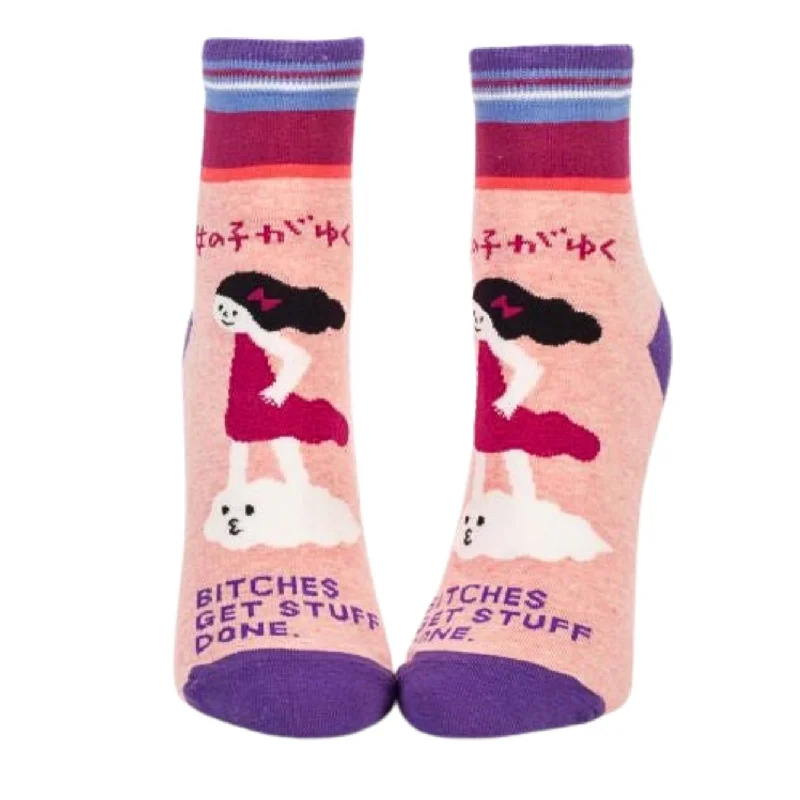 warm socks for arctic weather-Bitches Get Stuff Done Women's Ankle Socks | BlueQ at GetBullish