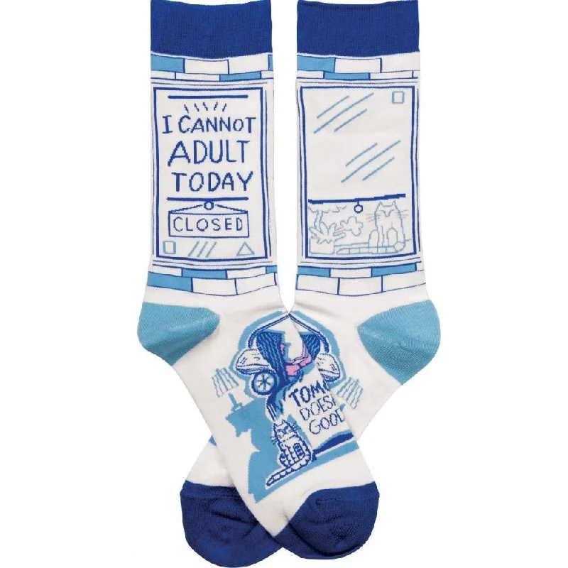 stylish socks with animal faces-I Cannot Adult Today - Tomorrow Doesn't Look Good Either Funny Novelty Socks | Gift for Her