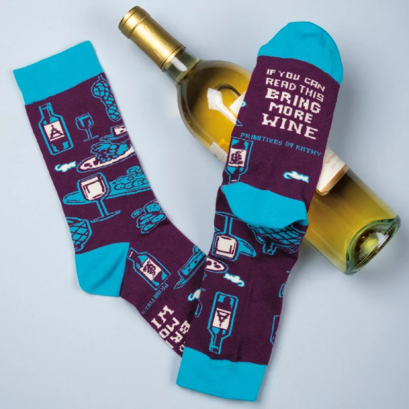 cozy socks for postpartum moms-If You Can Read This Bring More Wine Unisex Socks