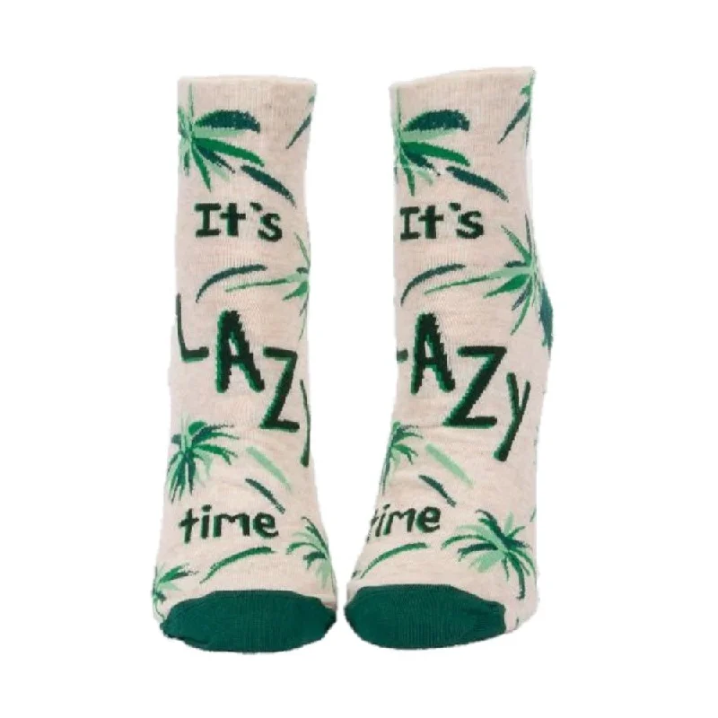 quirky socks with space themes-It's Lazy Time Women's Ankle Socks | BlueQ at GetBullish