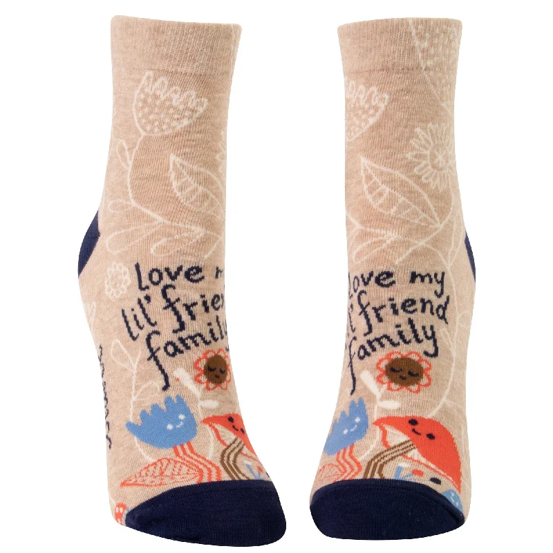 stylish socks with abstract art-Love My Lil' Friend Family Women's Ankle Socks with Mushroom Flower Design | BlueQ at GetBullish