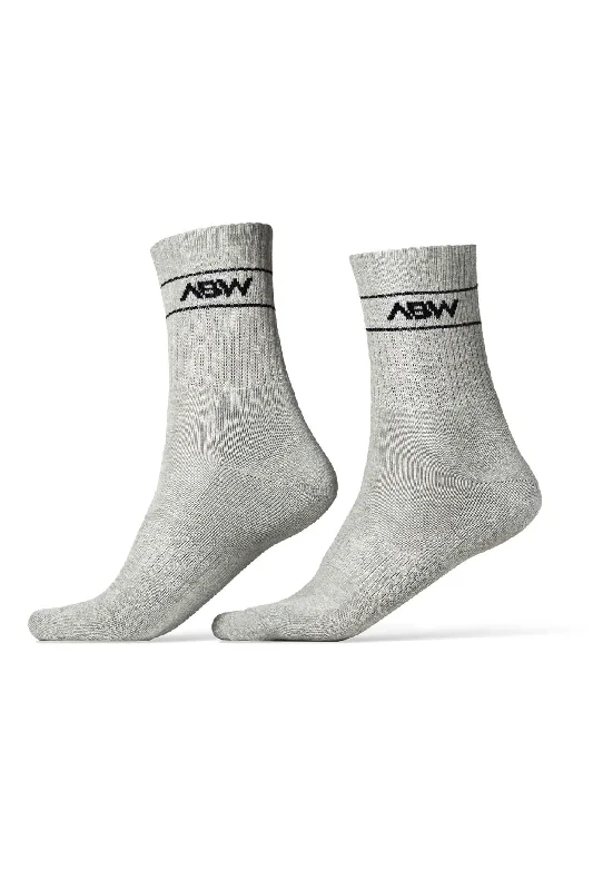 breathable socks for office wear-Mens Crew Socks - Grey 3 Pack