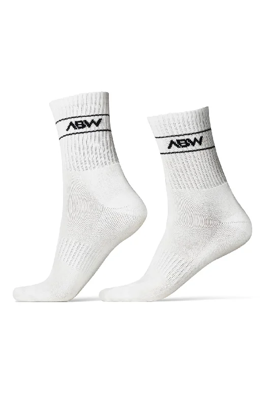 cozy socks for postpartum moms-Mens Crew Socks - White 3 Pack