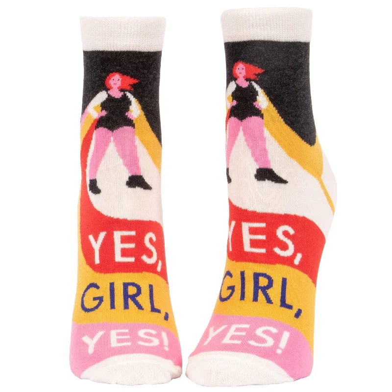 breathable linen socks for casual-Yes, Girl, Yes Women's Ankle Socks | BlueQ at GetBullish