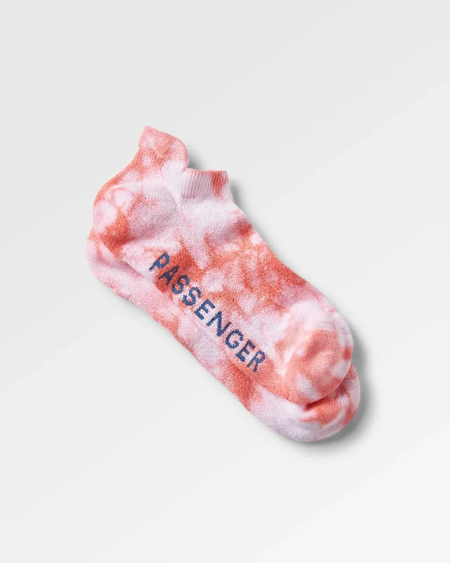 moisture-wicking socks for swimmers-Organic Trainer Socks - Tie Dye Shell Pink