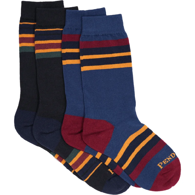 thick knit socks for snow days-Pendleton Yakima Stripe 2-Pack Crew Socks