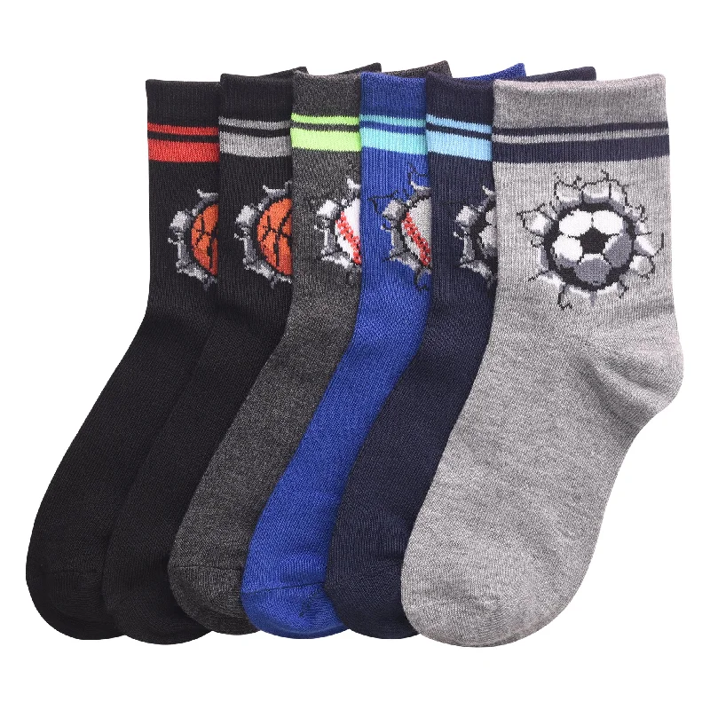 soft cotton socks with grip-PODE BOY'S COMPUTER CREW SOCKS (PR_BALL)