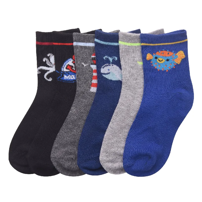 warm socks for camping trips-MOPAS GIRL'S COMPUTER CREW SOCKS (PR_MARINE)