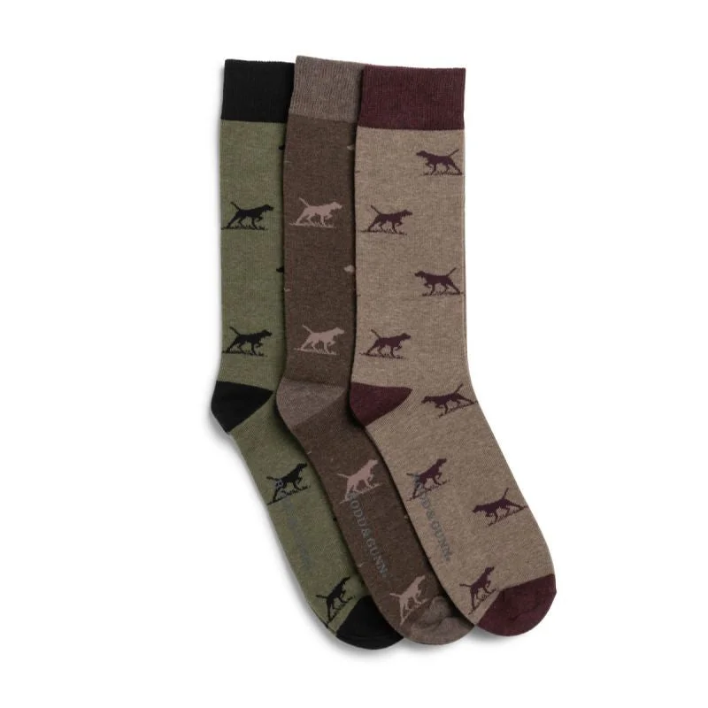 durable socks for outdoor chores-Rodd & Gunn Dogs-A-Plenty 3 Pack Mens Socks - Earth Multi