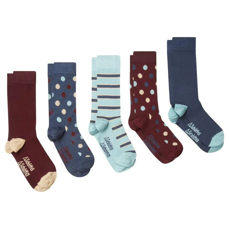 quirky pizza print socks-Schoffel Mens Bamboo Socks (Box of 5) 7-11 UK - Pale Blue Mix