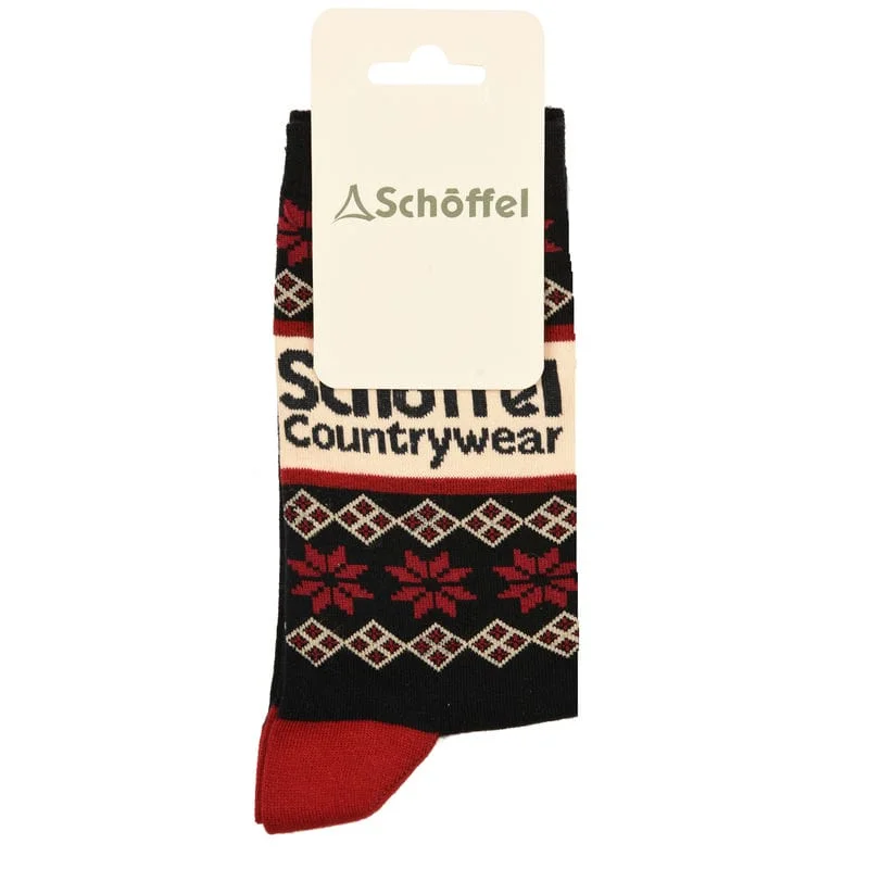 soft cotton socks with grip-Schoffel Mens Cotton Sock - Navy Fairisle