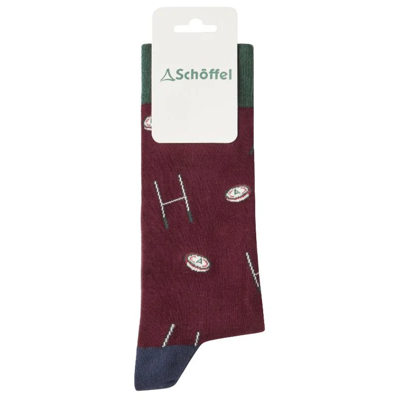 thin socks for dress boots-Schoffel Mens Cotton Sock - Woodland Rugby