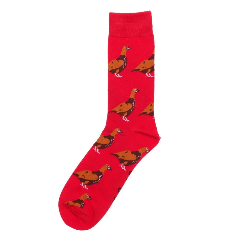 warm socks for fireplace nights-Shuttle Socks - Red Standing Grouse UK 8-12