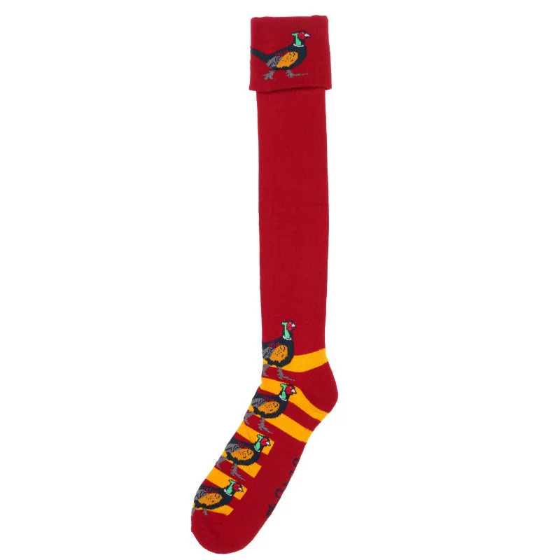 supportive socks for elderly care-Shuttle Socks - Regal Red and Mustard Pheasant Shooting Socks UK 8-12