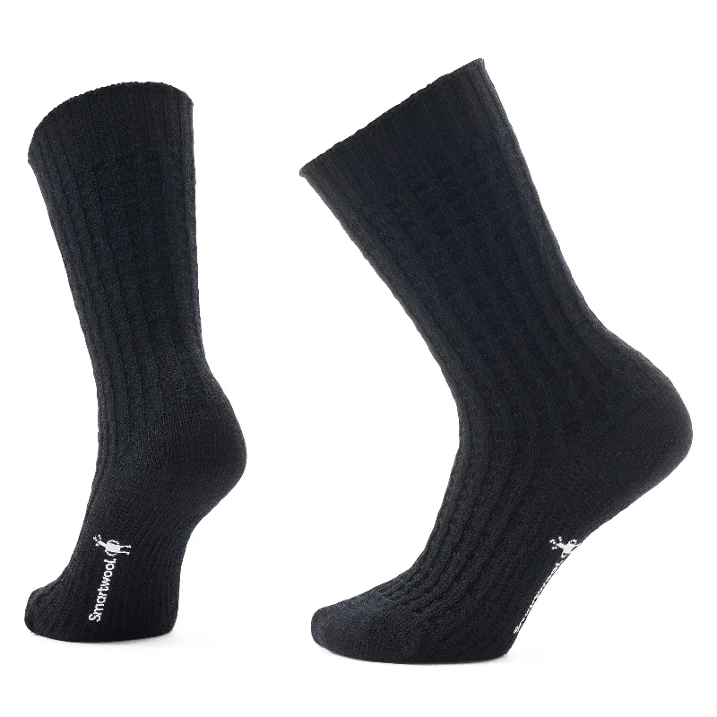 warm socks for camping trips-Smartwool Everyday Cozy Waffle Press Crew Socks