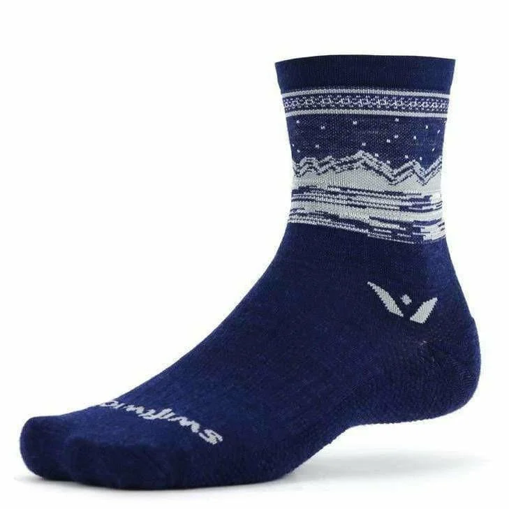 thick knit socks for snow days-Swiftwick Vision Five Peaks Limited Edition Crew Socks