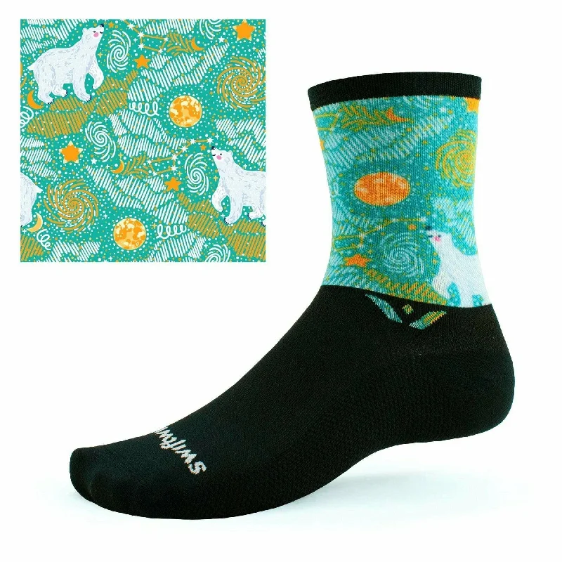 eco-friendly socks for minimalists-Swiftwick Vision Six Limited Edition Starry Night Crew Socks